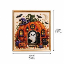 Halloween Ghost Pumpkin House DIY Diamond Art Kit for Home Wall Decor, Beginners & All Ages (orange)