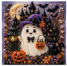 DIY Halloween Ghost Diamond Painting Kit for Wall Decor, Fun Craft for Beginners (purple)