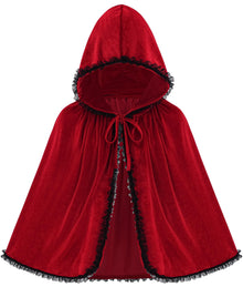 2pcsWomens Halloween Cape for Cosplay, Themed Parties & Dress-Up Events (Red)