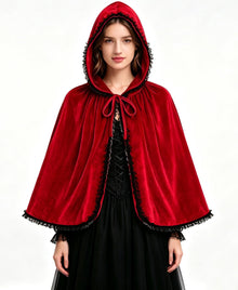 2pcsWomens Halloween Cape for Cosplay, Themed Parties & Dress-Up Events (Red)