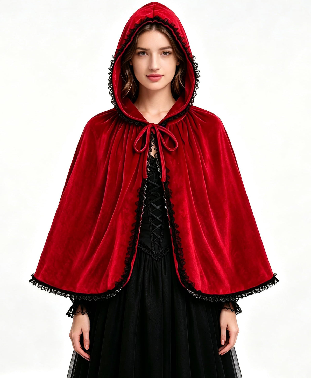 2pcsWomens Halloween Cape for Cosplay, Themed Parties & Dress-Up Events (Red)