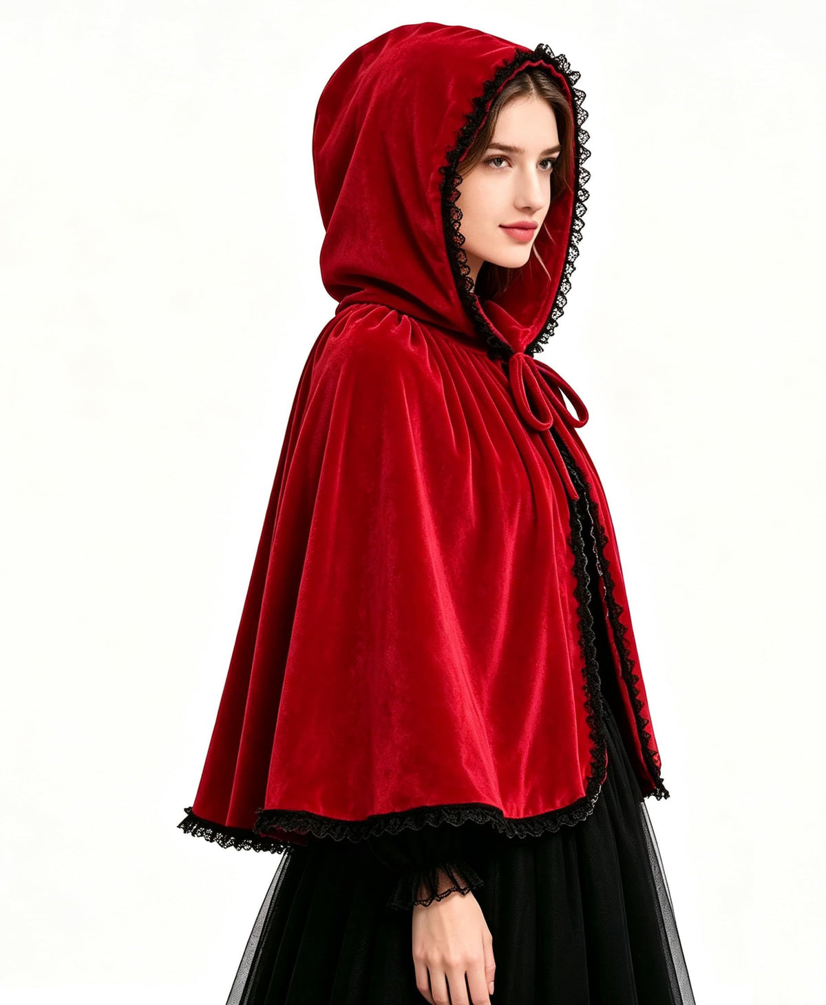 2pcsWomens Halloween Cape for Cosplay, Themed Parties & Dress-Up Events (Red)
