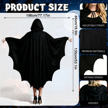 Spooky Bat Cloak for Halloween, Cosplay, Costume Parties and Themed Events (black)
