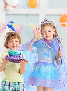 Girls' Princess Dress-Up Set for Halloween, Birthday Parties, and Daily Pretend Play (rainbow)