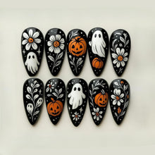 30Pcs Press-On Nails for Halloween, Salon-Grade DIY Fake Nails for Women’s Holiday Nail Art (Black)
