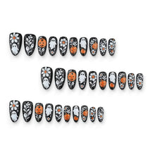30Pcs Press-On Nails for Halloween, Salon-Grade DIY Fake Nails for Women’s Holiday Nail Art (Black)