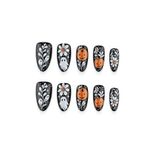 30Pcs Press-On Nails for Halloween, Salon-Grade DIY Fake Nails for Women’s Holiday Nail Art (Black)