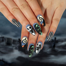 24pcsSpooky Nightmare Fake Nails for Halloween Parties & Themed Events (Black)