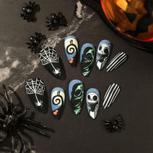 24pcsSpooky Nightmare Fake Nails for Halloween Parties & Themed Events (Black)