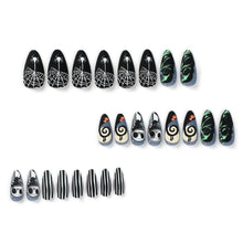 24pcsSpooky Nightmare Fake Nails for Halloween Parties & Themed Events (Black)