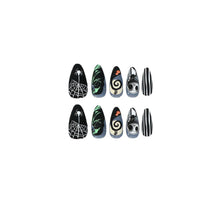 24pcsSpooky Nightmare Fake Nails for Halloween Parties & Themed Events (Black)