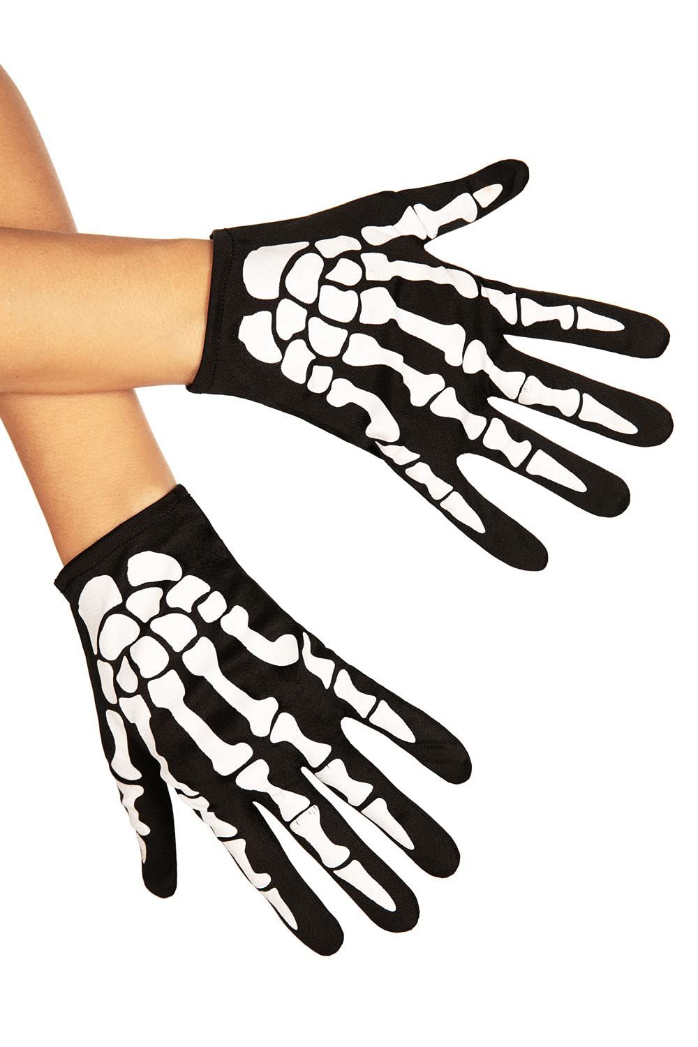 Skeleton Gloves for Halloween Costumes, Party Outfits, Cosplay, and Themed Events (black)