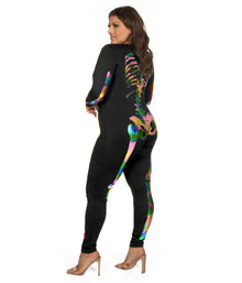 Iridescent Skeleton Bodysuit for Halloween Costume, Parties & Themed Events, L (Iridescent Black)