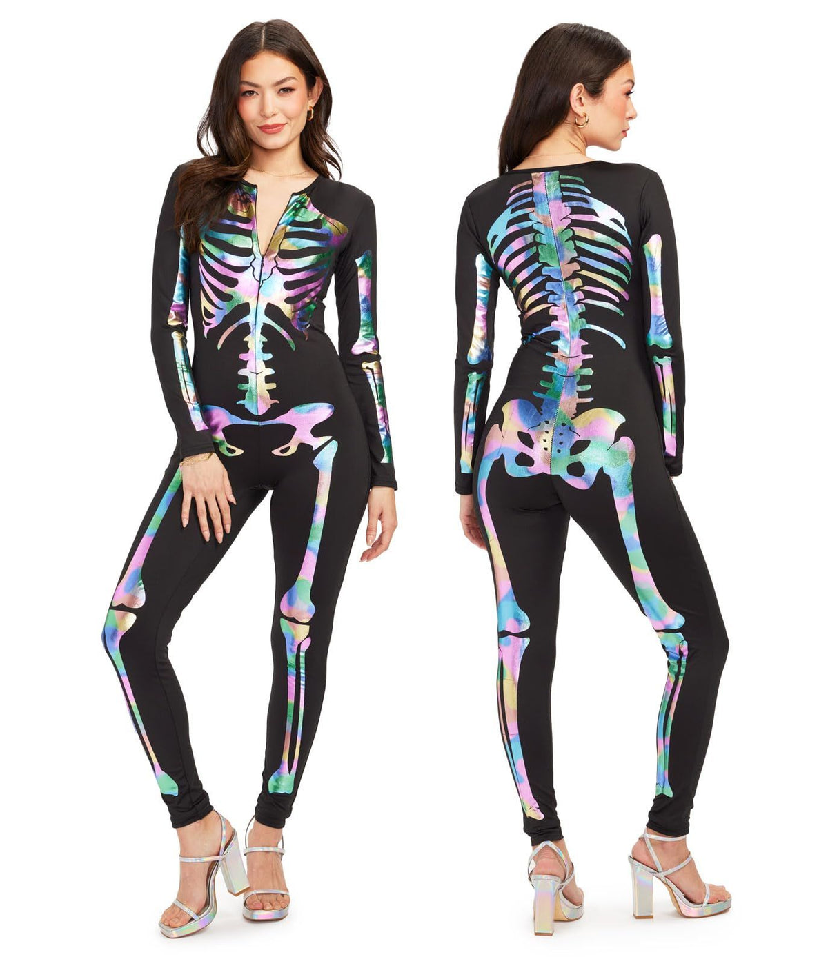 Iridescent Skeleton Bodysuit for Halloween Costume, Parties & Themed Events, XXL (Iridescent Black)