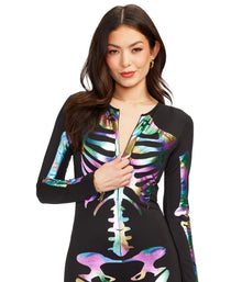 Iridescent Skeleton Bodysuit for Halloween Costume, Parties & Themed Events, XXL (Iridescent Black)