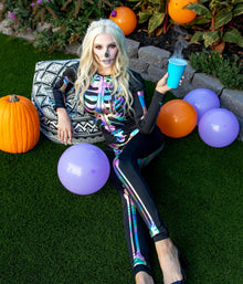 Iridescent Skeleton Bodysuit for Halloween Costume, Parties & Themed Events, XXL (Iridescent Black)