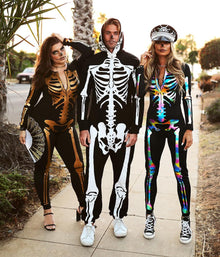 Iridescent Skeleton Bodysuit for Halloween Costume, Parties & Themed Events, XXL (Iridescent Black)
