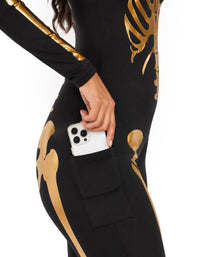 Stunning Skeleton Bodysuit for Halloween Costume Parties, Cosplay Events & Spooky Season Celebrations, S (Burnt Sienna)