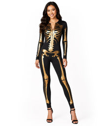 Stunning Skeleton Bodysuit for Halloween Costume Parties, Cosplay Events & Spooky Season Celebrations, S (Burnt Sienna)