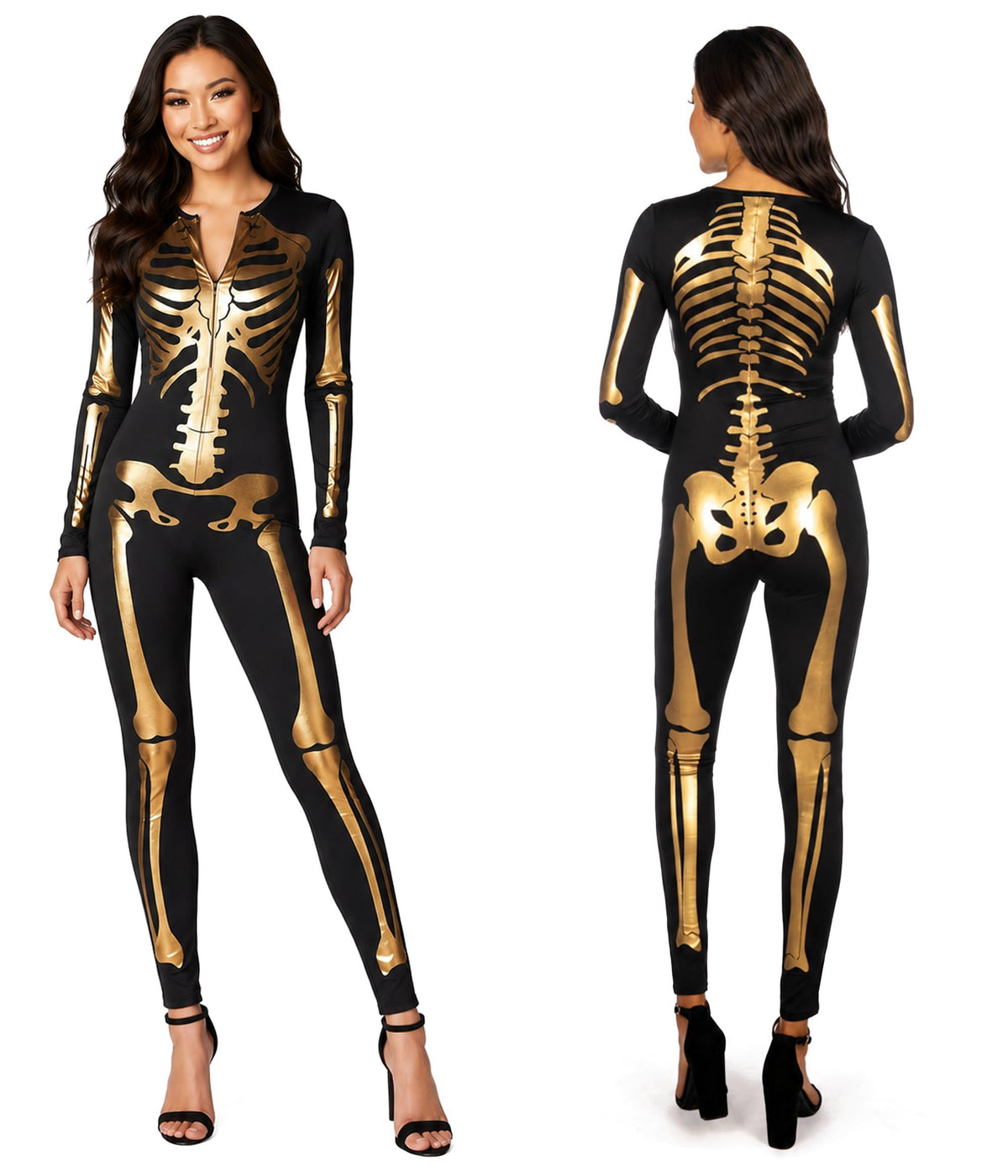 Stunning Skeleton Bodysuit for Halloween Costume Parties, Cosplay Events & Spooky Season Celebrations, M (Burnt Sienna)