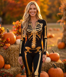 Stunning Skeleton Bodysuit for Halloween Costume Parties, Cosplay Events & Spooky Season Celebrations, M (Burnt Sienna)