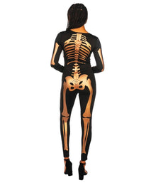 Skeleton Printed Bodysuit for Halloween Costume Parties & Themed Events, XL (Apricot)