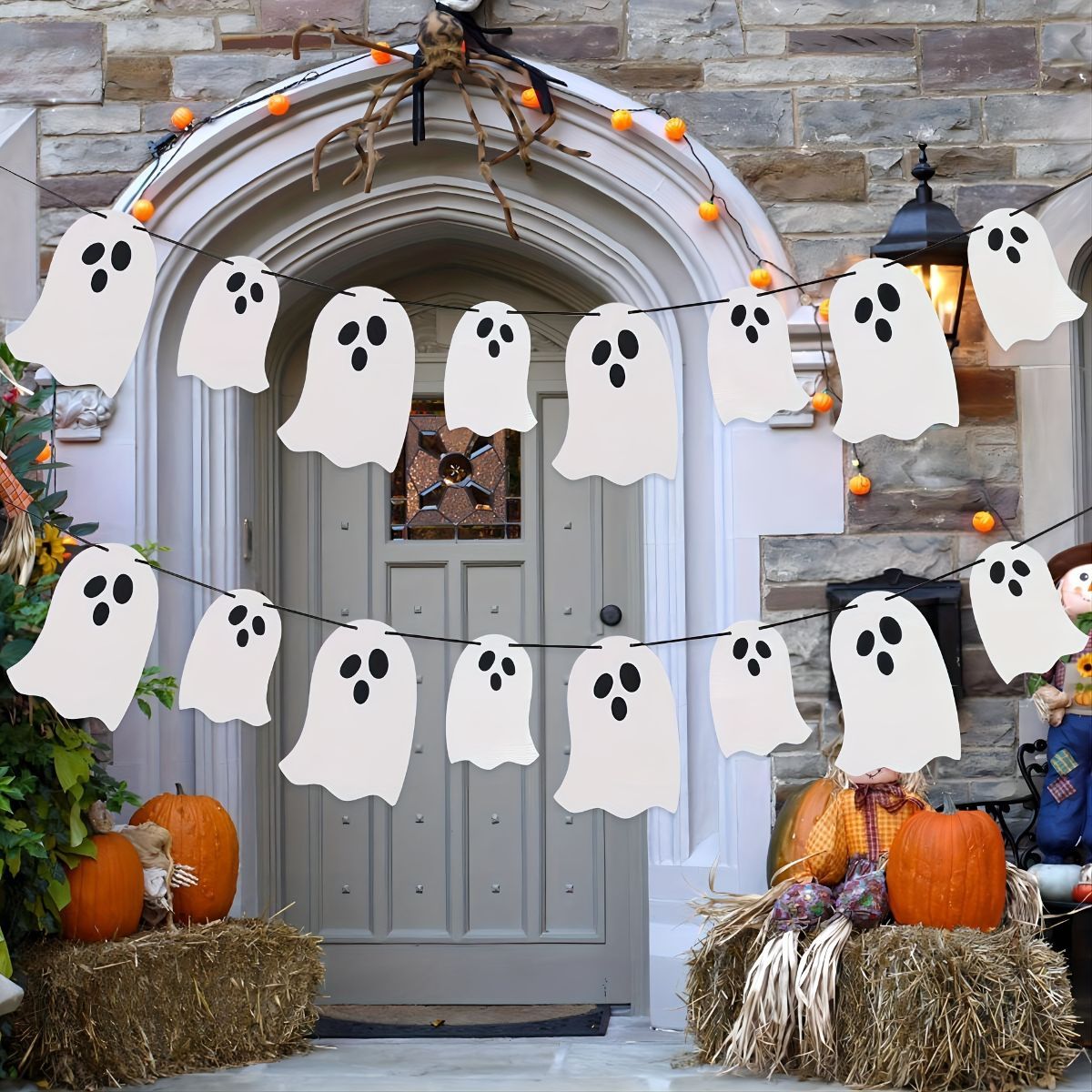 Halloween Bunting Ghost Decoration Party Supplies Halloween Party Spooky Decor - White -  2