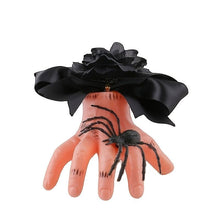 Halloween Decoration Fake Hand Spider Prop Bow Accent Spooky Decor Realistic - Black - Size 01