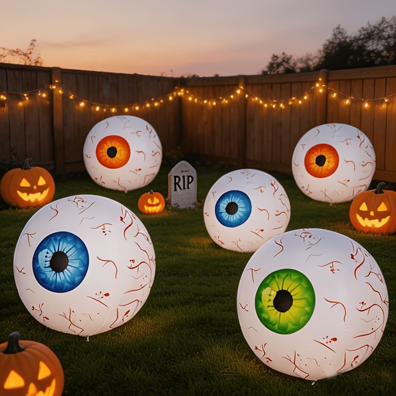 Giant Inflatable Eyeball Lights Halloween Party Decor Spooky Inflatable - Blue - Size 60cm