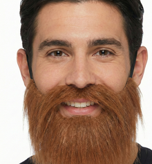 PARTY BEARD Moustache Costume Fancy Dress Mustache Halloween Fake Facial Hair - Brown