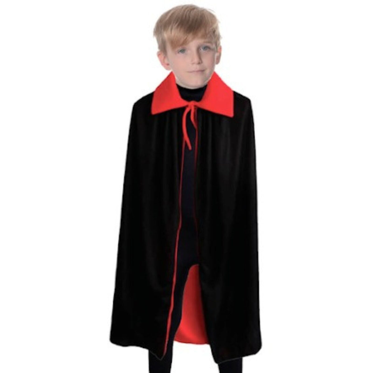 Halloween Kids Fancy Cape Red Black Long Cloak Coat Witch Ghost Vampire Costume