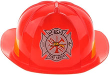 KIDS FIREMAN HAT Firemans Helmet Costume Dress Up Party Red Plastic Halloween Cap