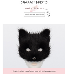 Dark grey Halloween Furry Fox Costume Set - Plush Mask, Ears Headband, Tail, and Paws for Cosplay