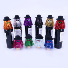 5-PCS Silver Halloween Party Wine Bottle Hats - Spooky Creative Bottle Decorations, Approx. 8x12cm