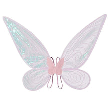 Pink Fairy Shimmering Butterfly Wings Costume with Elastic Shoulder Strap – Iridescent Translucent Angel Dress-Up Wings, Lightweight and Foldable for Girls, Princess Party, Halloween & Cosplay Accessory