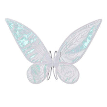 White Fairy Shimmering Butterfly Wings Costume with Elastic Shoulder Strap – Iridescent Translucent Angel Dress-Up Wings, Lightweight and Foldable for Girls, Princess Party, Halloween & Cosplay Accessory