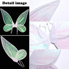 White Fairy Shimmering Butterfly Wings Costume with Elastic Shoulder Strap – Iridescent Translucent Angel Dress-Up Wings, Lightweight and Foldable for Girls, Princess Party, Halloween & Cosplay Accessory
