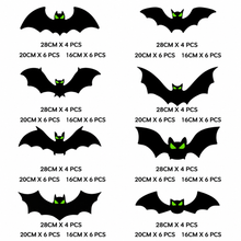 3D Glow in The Dark Bat Wall Decors Set for Halloween Party Home Spooky Backgrounds, 128 Pack Small Medium Large Stickers with Glow Eyes, Tweezer and Adhesive Dots