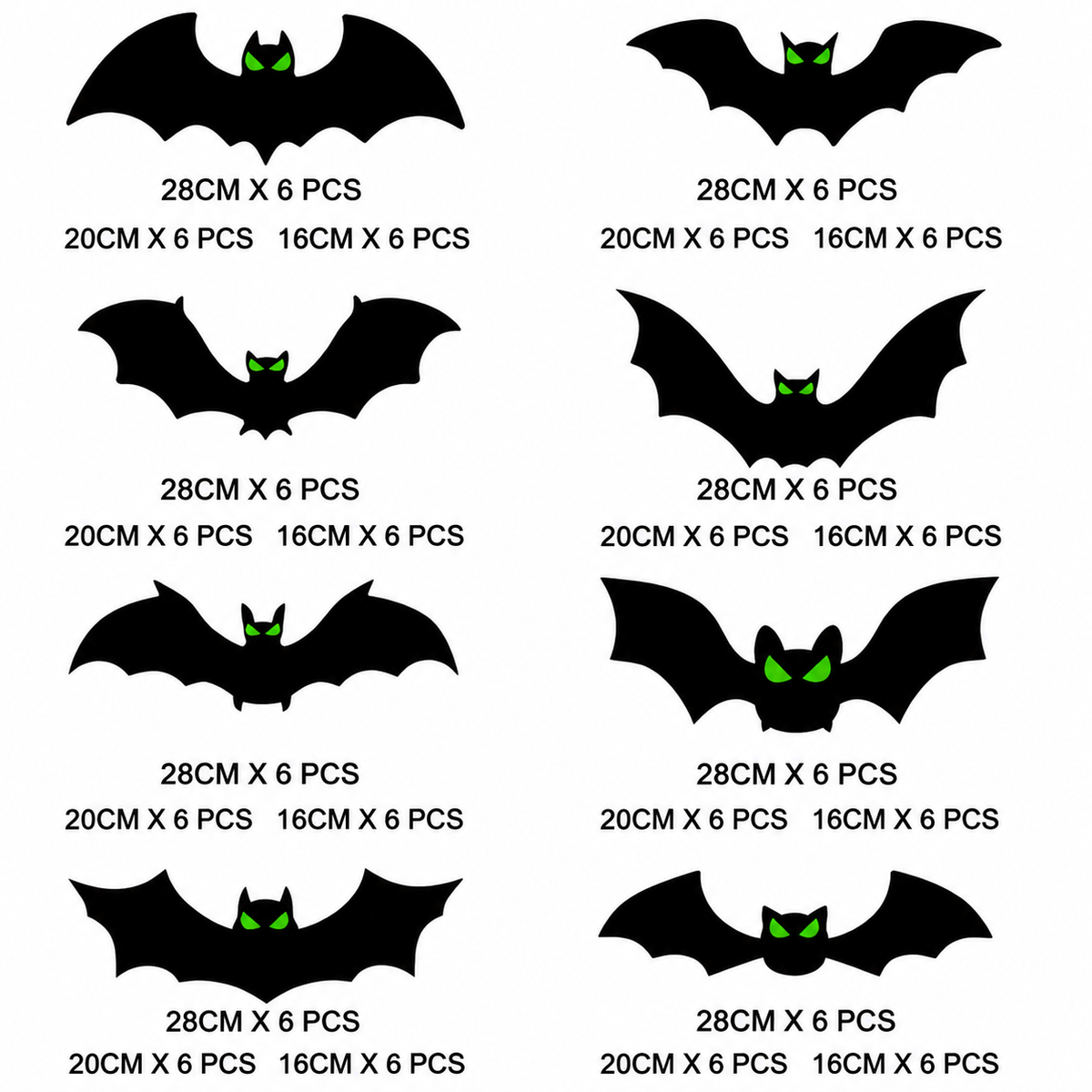 3D Glow in The Dark Bat Wall Decors Set for Halloween Party Home Spooky Backgrounds, 144 Pack Small Medium Large Stickers with Glow Eyes, Tweezer and Adhesive Dots