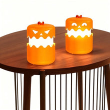 2PCS 360°Beam Hanging Pumpkin Lantern with Double-Sided Spooky Expressions and Telescopic Pull-to-Open Design, Portable Rechargeable Halloween Light, Dimmable Warm LED Party Decor