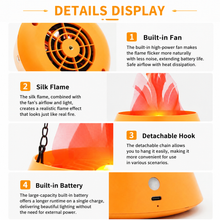Style-2 LED Halloween Pumpkin Lantern and Simulated Silk Flame Blowing Light with Adjustable Stand and Hanging Chain, Rechargeable Atmosphere Lamp for Party Bar Camping and Home Use