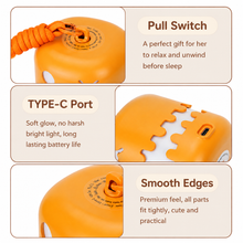 2PCS Dual-Sided Halloween Pumpkin Fun Lantern - Rechargeable Pull Cord LED Night Light with 7-Color Flash and Warm White Modes