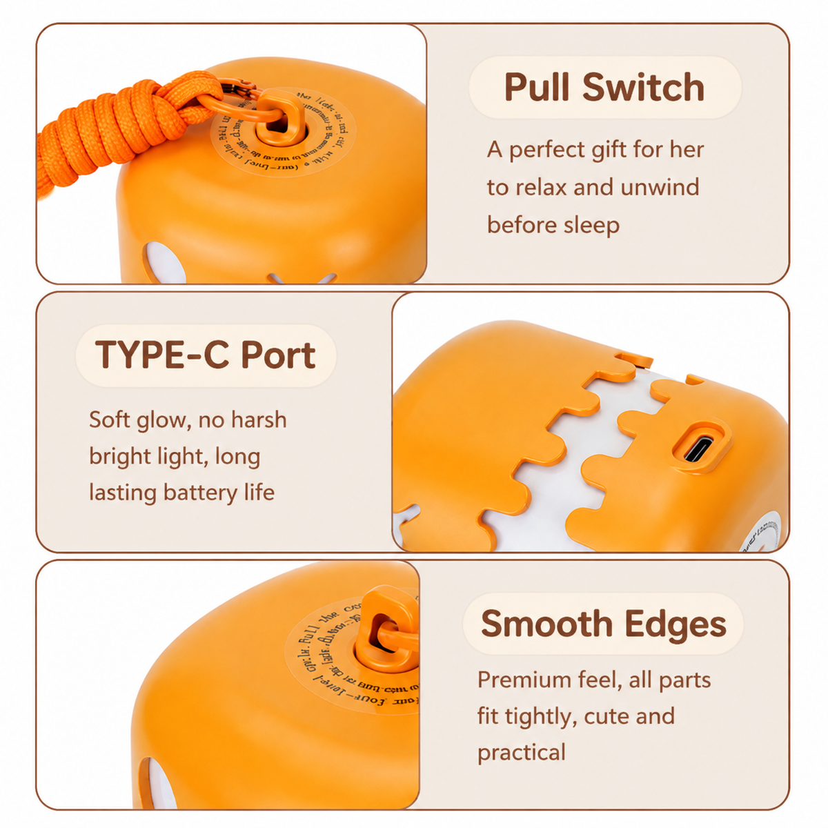 2PCS Dual-Sided Halloween Pumpkin Fun Lantern - Rechargeable Pull Cord LED Night Light with 7-Color Flash and Warm White Modes