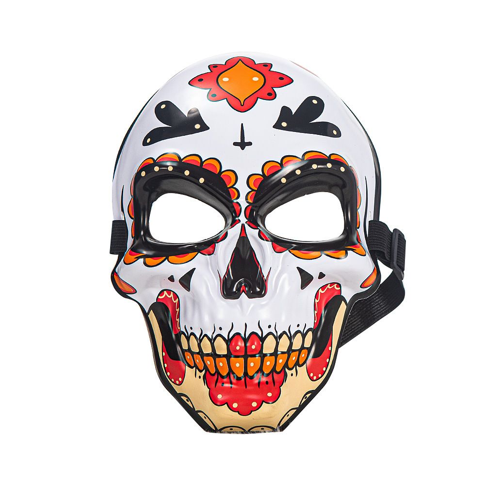 Day of the Dead Sugar Skull Mask - Mexican Dia de los Muertos Painted Skull Face Mask for Halloween & Masquerade (Style 1)