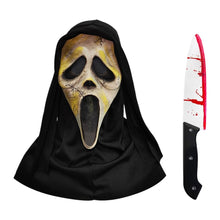 Scream Ghost Face Mask with Bloody Knife Prop - Halloween Cosplay Latex Hood Mask for Horror Parties, Masquerades and Haunted Houses (Style 5)