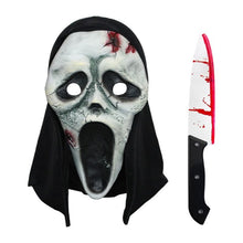 Scream Ghost Face Mask with Bloody Knife Prop - Halloween Cosplay Latex Hood Mask for Horror Parties, Masquerades and Haunted Houses (Style 8)