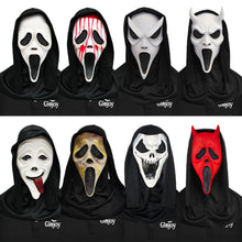 Scream Ghost Face Mask with Bloody Knife Prop - Halloween Cosplay Latex Hood Mask for Horror Parties, Masquerades and Haunted Houses (Style 8)