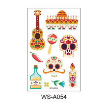 10 Pack Day of the Dead Halloween Temporary Tattoos - Mexican Fiesta Party Body Sticker Props, Style 4