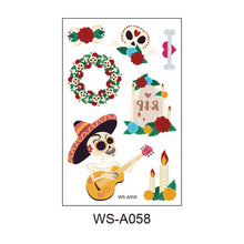 10 Pack Day of the Dead Halloween Temporary Tattoos - Mexican Fiesta Party Body Sticker Props, Style 8