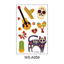 10 Pack Day of the Dead Halloween Temporary Tattoos - Mexican Fiesta Party Body Sticker Props, Style 9